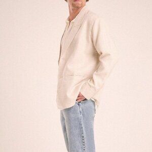 Handred Tailored Linen Blazer, Medium, Natural Linen Color